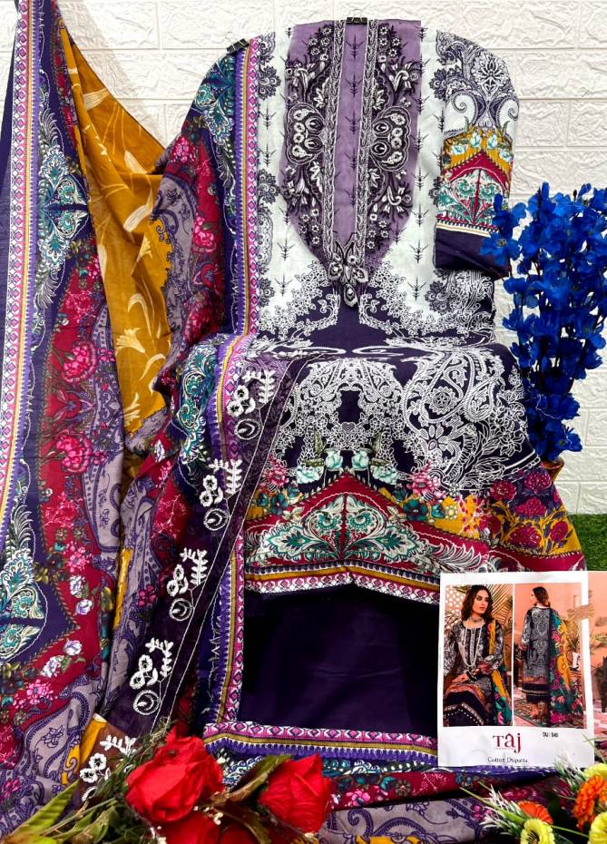 539 And 540 Taj Printed Embroidery Cotton Pakistani Suits Wholesale Shop In Surat
